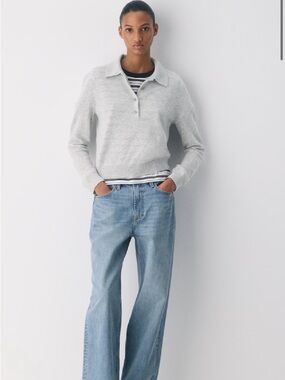 Aritzia BARE CASHMERE POLO LONGSLEEVE